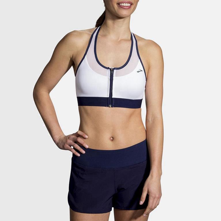 Brooks Women's Fastforward Zip Running Bra Singapore - White (45310-RBDS)